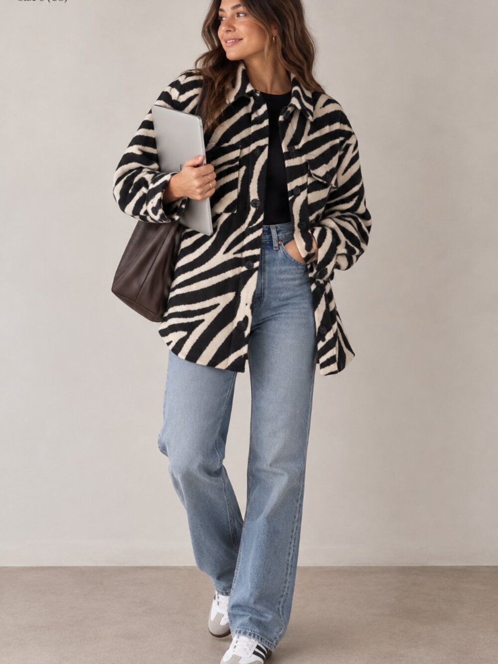 H&M Zebra Print Button-Up Shacket - Black & White